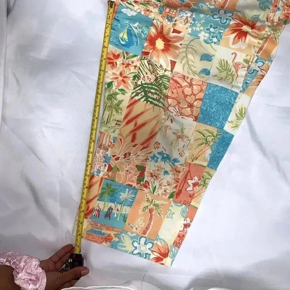 Harris Wallace New York Women's Size 14 Patchwork Capri Pants Summer Ankle Pants - Picture 7 of 10